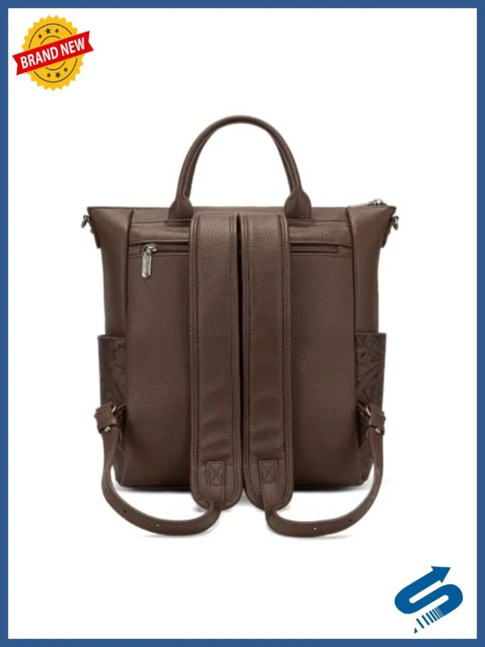 Medium Faux Leather Convertible Backpack Purse with Crossbody Strap